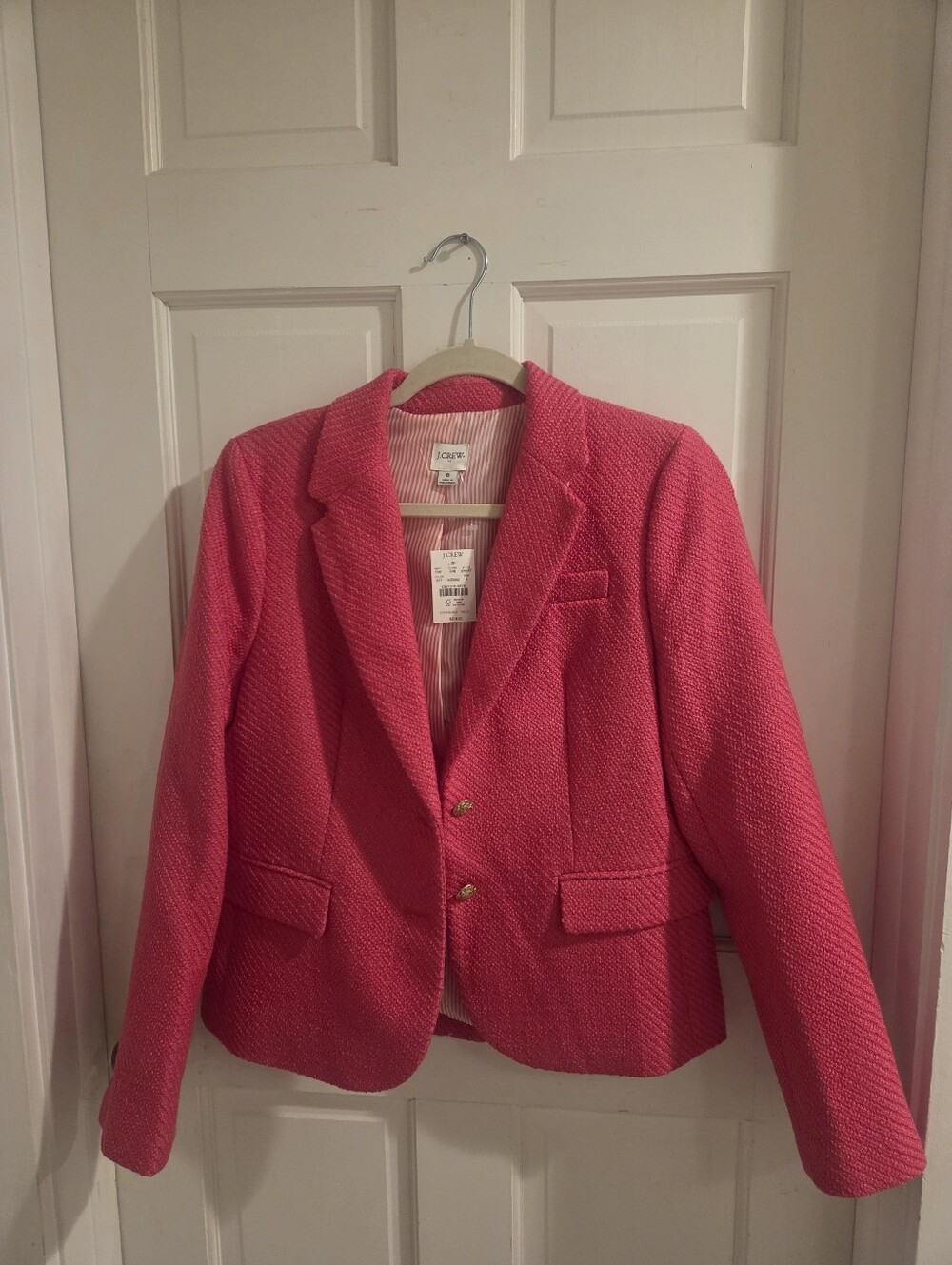 J. Crew Hot Pink Textured Tweed Blazer